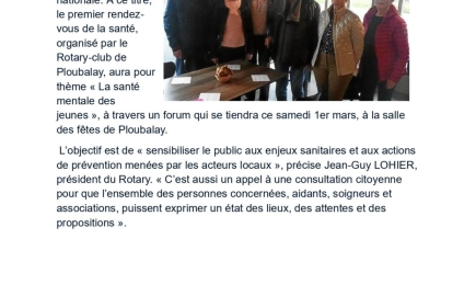 Forum sur la santé mentale des jeunes à la salle des fêtes de Ploubalay